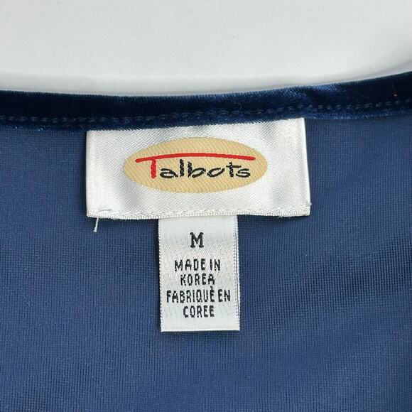 Vintage Talbots Blue Velvet 3/4 Sleeve Maxi Dress Womens Size Medium M VTG Goth - Picture 8 of 11